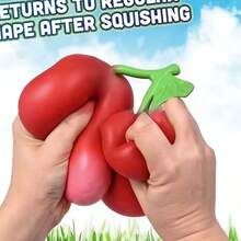 1pc Cherry Shaped Squeeze Toy, Soft Stretchable Squishy Stress Relief Fidget Toy For Teens & Adults - Multicolor - View 11