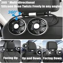 360° Rotating 3-Speed Rear Seat Car USB Fan With LED Light, Powerful Cooling For RV, Truck, Backseat Passengers - Multicolor - View 5