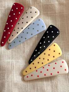 2pcs Fashionable Elegant Minimalist Polka Dot Hair Clips, Versatile Casual Bangs Clips, Daily Wear Accessories, Birthday Gift For Friends,Travel,Party - Multicolor - View 6