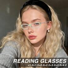 1pc Rectangular Reading Glasses, Minimalist Solid Color Frame, Comfortable Nose Pad, Suitable For Men And Women For Daily Reading And Office Wear - White - View 10