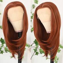 13x4 Layered Brown Wigs Light Brown Lace Front Wigs HD Lace Frontal Wigs Short Curly Lace Front Wig Pre Plucked Glueless Layered Wig Breathable Cap Easy Install Wig Free Part Heat Resistant Fiber Wig For Women Girls Halloween Christmas Party Vacation Daily Used 22 Inch - 橘色 - 查看 1