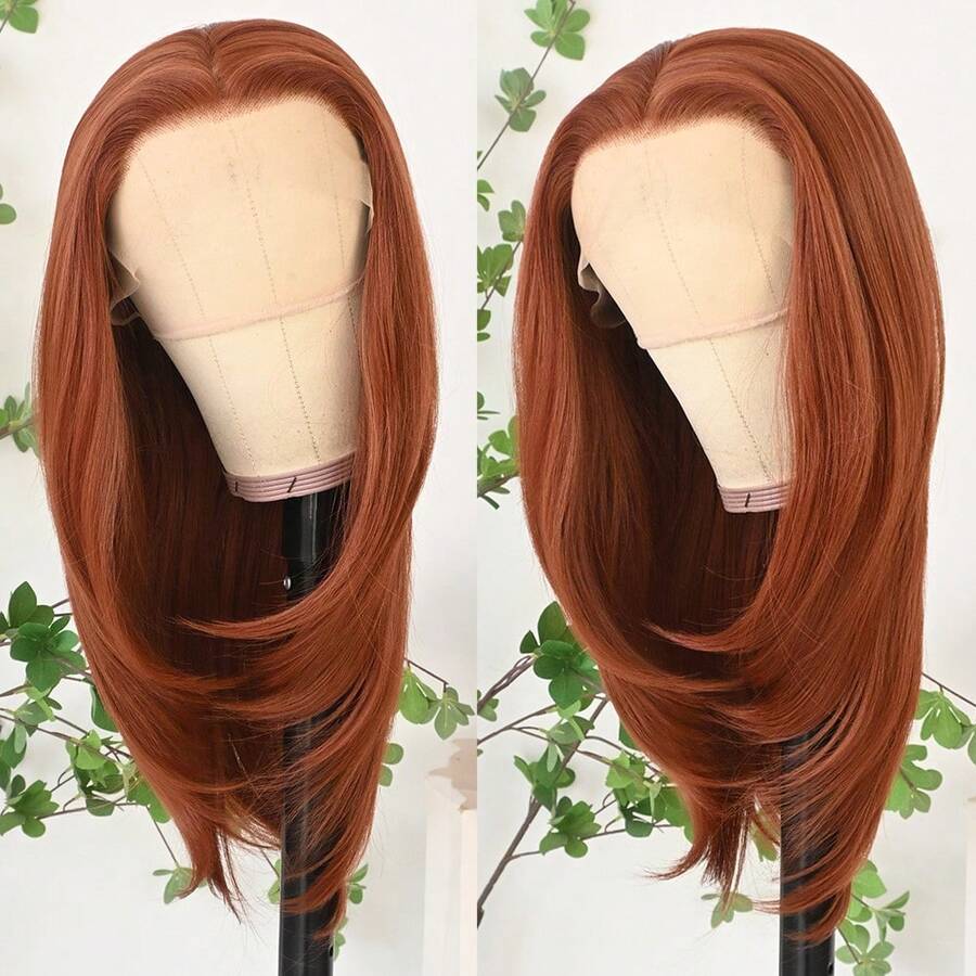 13x4 Layered Brown Wigs Light Brown Lace Front Wigs HD Lace Frontal Wigs Short Curly Lace Front Wig Pre Plucked Glueless Layered Wig Breathable Cap Easy Install Wig Free Part Heat Resistant Fiber Wig For Women Girls Halloween Christmas Party Vacation Daily Used 22 Inch - 橘色 - 查看 1