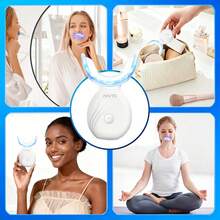 Teeth Whitening Accelerator, Teeth Whitening Care Tool, Wireless LED Teeth Whitening Light, 400mAh, Suitable For Home Use And Portable - Blue - View 8