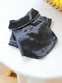 PETCIRCLE 1件宠物服装，室内外皆宜，欧美韩风，适合贵宾犬、泰迪犬、小型犬及幼犬，休闲睡衣 - 黑色 - 黑色 - 查看 6
