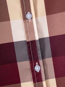 Young Boy Casual Plaid Short Sleeve Shirt - Burgundy - View 6
