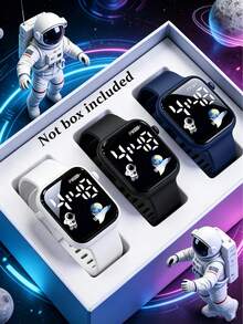 3/2/1pc Teen Student Astronaut Sports-Style LED Screen Watch, A Casual Sports Electronic Watch Suitable For Daily Life, Back To School - Multicolor - View 2