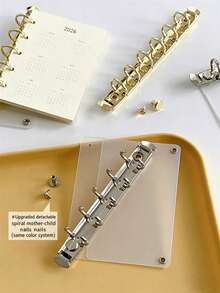 A6/A7/M5 2-Ring Expandable Binder Insert, Refillable Notebook Expander, Side-Insert Ring Binder, Suitable For Planner Journals, Increase Page Capacity, Gold/Silver, Suitable For Students, Teachers, Office Workers, Scrapbook Enthusiasts, Document Storage, Portable Document Storage, Classroom, Subway Use - Single Piece - View 7