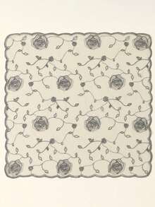 1件新款半透明刺绣玫瑰印花头巾/围巾 - 彩色 - 查看 3