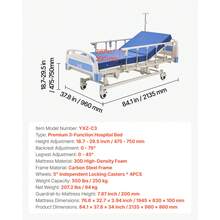 Premium 3 Function Full Electric Hospital Bed, ICU Electric Medical Bed With Backrest, Legrest & Height Adjustment, 5" Locking Casters, High-Density Mattress For Home Hospital, 550LBS Loading - 3 Function - View 11