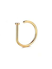 4Pcs_3Pcs_1Pc_1Set Women Fake Piercing Nose Ring Hoop Septum Non Piercing Nose Clip Rock HipHoop Sta. - Multicolor - View 4