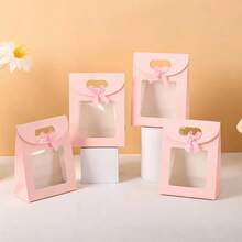 5 chiếc túi quà màu hồng thắt nơ, túi cầm tay dùng cho đám cưới, tiệc tùng, Giáng sinh, sinh nhật. - Xem 1