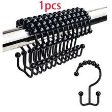 12 móc treo rèm tắm bằng kim loại chống gỉ, kiểu trượt đôi, thích hợp cho thanh treo rèm tắm trong phòng tắm. - Bạc - Xem 12