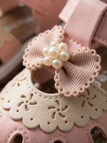1双时尚女童平底凉鞋，包头凉鞋，柔软防滑鞋底，便捷的魔术贴搭扣设计，适合宴会、聚会、派对、婚礼、度假等场合。 - 粉色 - 查看 3