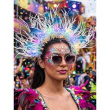 Light Up Star Crown Headband Blue And Silver Glitter Stars LED Rave Party Headwear Accessory For Women - BlueWhite - View 7