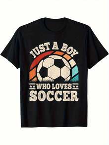 Solo un chico que ama el fútbol - Camiseta divertida de futbolista para niños, de tela suave, transpirable y cómoda, de manga corta, perfecta para niños, el mejor regalo para niños. - Negro - Ver 7