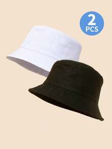Conjunto de 2 Chapéus Bucket Rosa Liso para Crianças (Meninas e Meninos), Leves e com Proteção Solar, Ideais para Praia, Uso Diário e Atividades ao Ar Livre no Verão. - 2 unidades - Ver 5