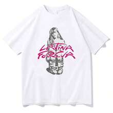Loose-Fitting / Plus Size Karols G LATINA FOREVA Ski Tees Women Short Sleeve T-Shirt Girl Karols G Merch Music T-Shirts Summer C - 白色 - 查看 1