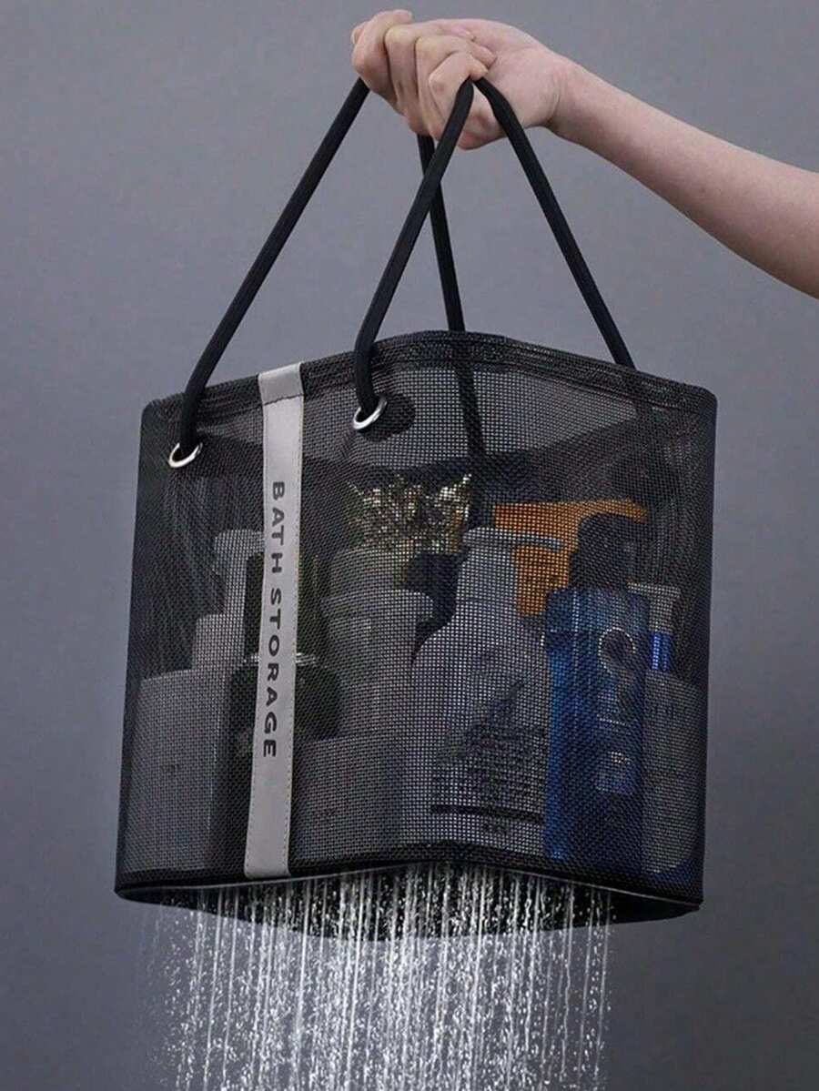 Mesh Laundry Basket Tote Bag, Women's Hollow Plastic Portable Basket, Summer Beach Bag, Bathroom Storage Organizer Basket, Waterproof Picnic Storage Basket, Travel Shopping Handbag, Lightweight Solid Color Open Design, Suitable For Beach, Swimming Pool, Sports, Pool Side, Shopping And Picnic - Fashionable Holiday Accessory, Beach Bag, Vacation, Casual Outing, Holiday Gift, Leisure Use
