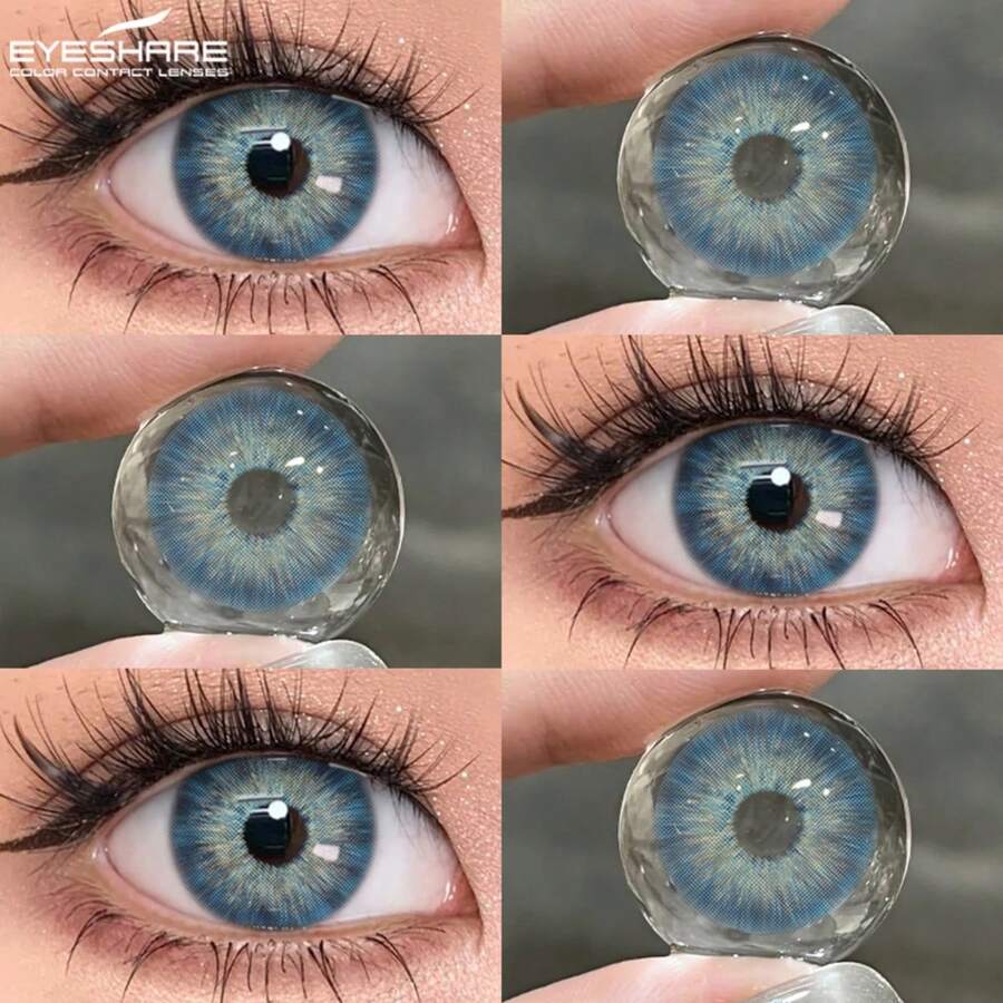 EYESHARE 1副自然色隐形眼镜，软性一次性大直径隐形眼镜，适合约会或日常佩戴 - 藍色 - 查看 1