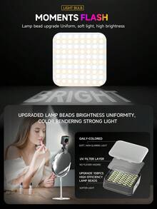 AXNEN New RGB Full-Color Pocket Fill Light, 360° Rotatable Selfie Fill Light, Suitable For Smartphones, Selfie Sticks, Laptops, With Cold Shoe Adapter And Clip, Adjustable Color Temperature, Compatible With Android And IOS, Applicable For Photography, Selfie, Vlog, Etc. - Multicolor - View 5