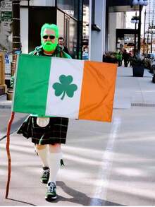 1 lá cờ Ireland, cờ ngày lễ Thánh Patrick, quốc kỳ Ireland, cờ cỏ ba lá Ireland, trang trí ngoài trời, trang trí sân vườn và tiệc theo chủ đề, đồ dùng tiệc lễ hội, phụ kiện lễ kỷ niệm - A - Xem 2
