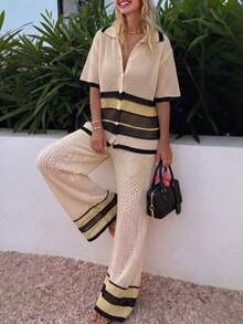 Women's Minimalist Elegant Knit Two Pieces Set, Casual Chic Style, Spring/Summer - Zhongyu - View 4