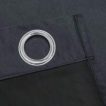 1 pièce Rideau isolant thermique noir opaque minimaliste moderne, design à œillets en haut pour un accroché facile, lavable, convient pour la chambre à coucher, le salon, le balcon, le dortoir, les fenêtres du sol au plafond, les baies vitrées - Noir 1 pièce - Voir 7