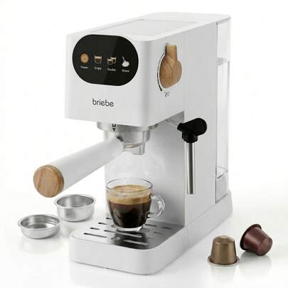  Nordic Macchina Caffè Espresso 20 Bar, Capsule Nespresso e Caffè Macinato, ✅Spedizione 72h✅ 1,2L, Briebe, BRI-EC1180WHT Bianco