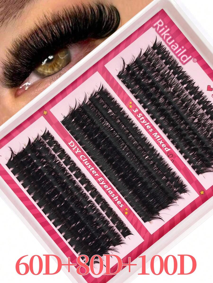 Rikuaild 200/280 片蓬松睫毛簇 50D 60D 80D 100D 单根浓密自然纤细簇状睫毛嫁接 D 卷度 8-16mm 混合托盘仿貂毛睫毛 可重复使用 DIY 居家化妆 - D - 查看 1