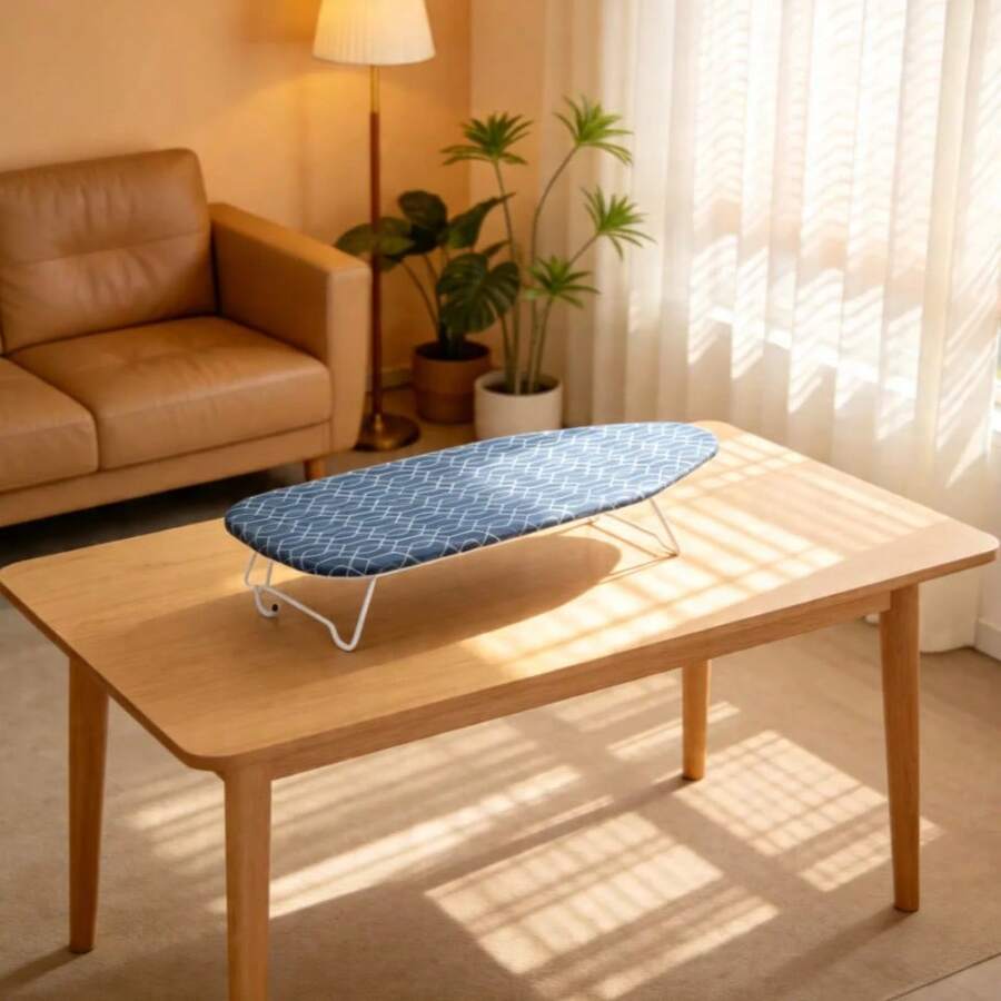 38x122 cm fristående strykbräda, multifunktionell justerbar höjd i 7 nivåer, hopfällbart bärbart strykbord, robust bomullsstoppad värmebeständig strykbräda - 76*30,5 cm - Visa 1