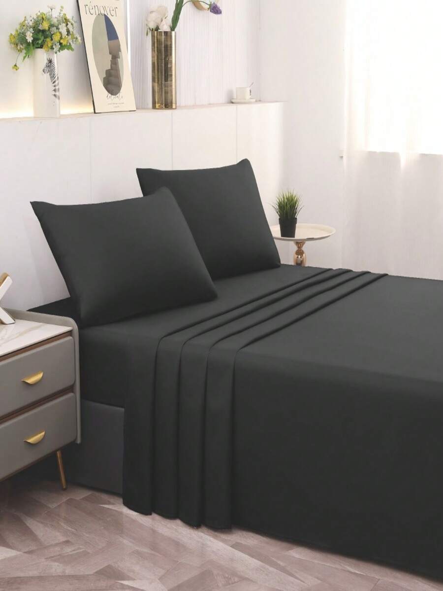 Juego de sábanas Matrimoniales de poliéster, Ultra Suave Premium - Negro - Ver 1