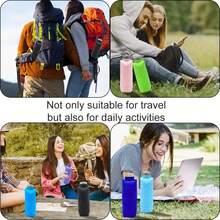 Portable Silicone Water Bottle, Foldable Leak Proof Sports Drinkware With Handle, Washable Reusable Mug, Lightweight Cup For Outdoor Camping Hiking, Insulated Sports Bottle - Blue - View 2
