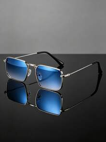 1 pieza Gafas cuadradas de metal clásicas y casuales de estilo retro para hombres - multicolor - Ver 6