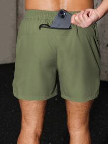 Men's Collapsible Quick-Dry Multi-Pocket Outdoor Sports Shorts - Olive Green - View 3