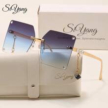Gafas de moda de lujo de nicho de moda sobredimensionadas SIYANG, diseño de perlas colgantes para viajes y estilo callejero - Dorado - Ver 16