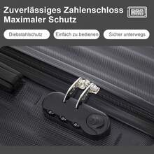 YONSLY Large Suitcase 28/24/20/16 Inches With 4 Wheels 360° Combination Lock Mesh Pocket Soft Rubber Handle Hard Shell Trolley Lightweight Suitcase - 黑色 - 查看 2