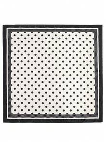 1条90厘米波点缎面方巾，多功能女士头巾/包巾 - 黑色 - 查看 4