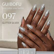 GUIBOFU 15ml 赛博金属系列凝胶指甲油套装 4色 #097 #112 #114 #119 - 未来主义赛博金属银色、深紫色、橄榄绿、淡紫色凝胶指甲油，UV/LED灯固化，专业沙龙品质，持久显色，一层即可覆盖，美甲用品，DIY美甲美足套装 - 彩色 - 查看 4