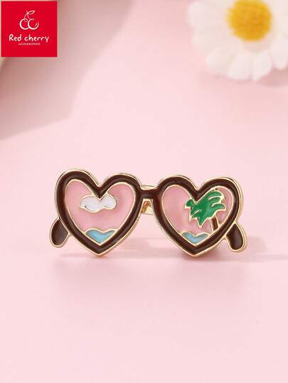 1pc Cute & Fashionable Enameled Drip Oil Glasses Brooch, Creative Summer Beach Style Decor For Daily Wear, Gift, Holiday