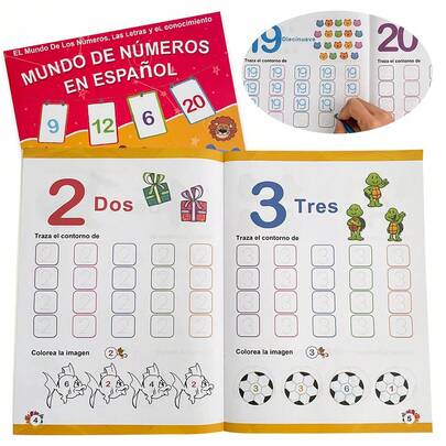 Lachilly Spanish Numbers / Numbers (Spanish Edition) Activity Worksheet Math Workbook Preschool Education, Kindergarten, ESL, Montessori Toys, Addition Subtraction Mathematic Learning Materials Counting In Spanish Homeschooling Learning Tool ﻿