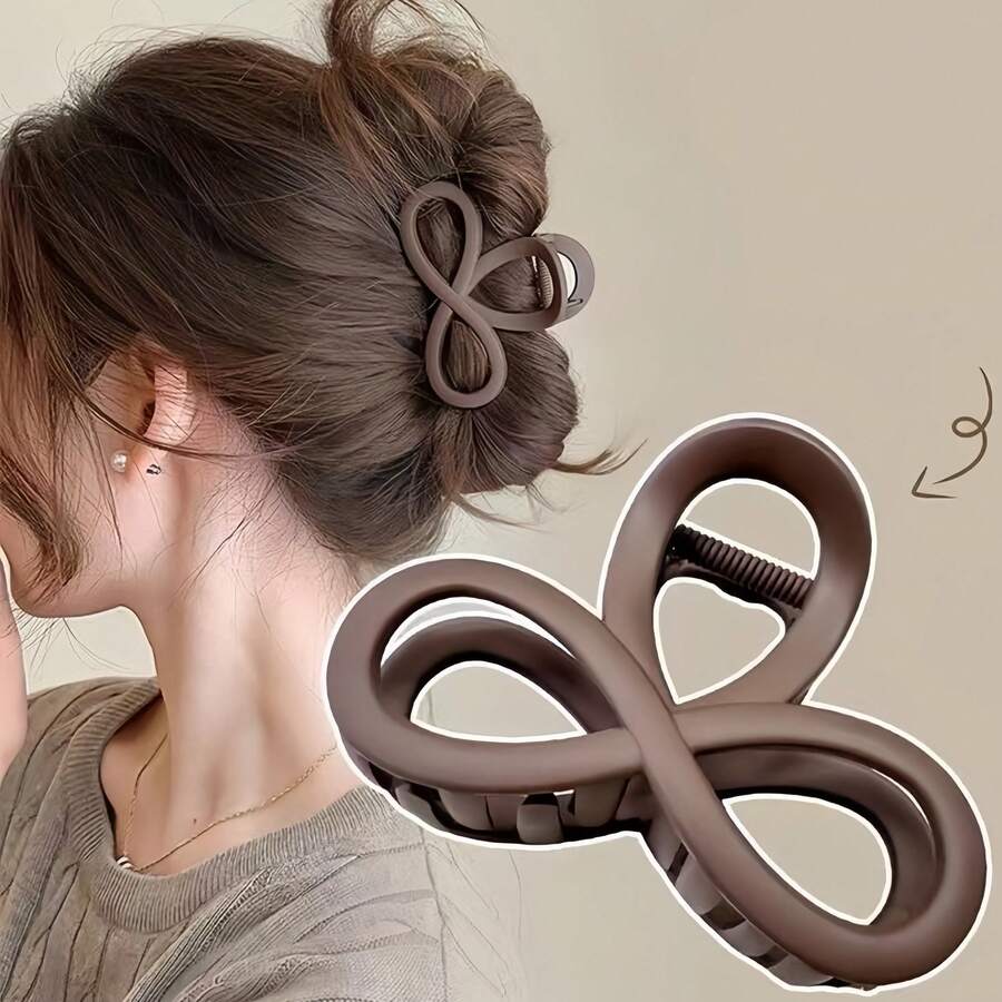 1 pieza Pinza para el cabello de alta calidad estilo boho, linda y elegante, mate marrón oscuro, 8.5cm/3.3in, adecuada para coleta alta diaria de mujer, trabajo - Marrón - Ver 1