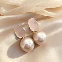 Một đôi bông tai ngọc trai màu sâm panh - Màu Hồng baby - Xem 6