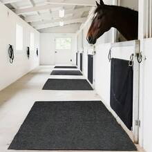 Alfombra de establo para caballos de uso pesado, antideslizante e impermeable, para la recolección de estiércol y uso agrícola - Negro - Ver 4