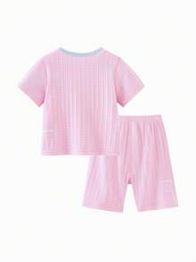 mini bala Baby Home Pajama Set, Soft Modal Breathable Summer Outfit 2026 - Red and Blue Hues - View 2