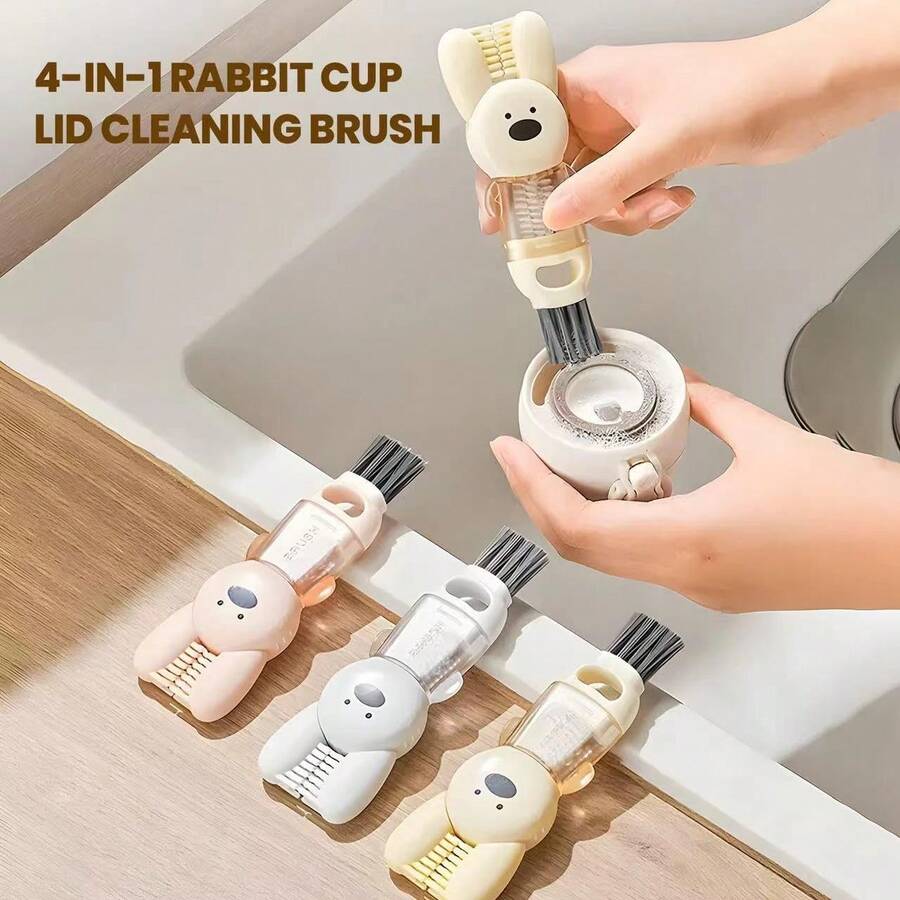 1pc 3-In-1 Cute Cup Brush With Lid, Multi-Functional Bottle Crevice Cleaner And Portable Straw Cleaner. Suitable For Water Bottles, Travel Mugs And Cup Lids. Ideal For Home, Kitchen And Travel Use. Great For Students And Households As Daily Cleaning Accessories. Excellent Choice For Graduation Gifts, Mother's Day Gifts, Travel Essentials Or Teacher's Day Gifts.