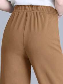 Women's Casual Fall-Style Pants With Waistband Metal Side Pockets - Comfortable For Work & Daily Wear - Khaki - View 2