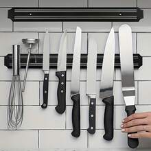 1 Peça Suporte Magnético de Parede Preto para Facas - Solução Elegante de Armazenamento de Cozinha, Perfeito para Armazenar Facas, Tesouras e Outras Ferramentas - Feito de Plástico Durável, Adequado para Uso Doméstico e em Restaurantes, Atende às Necessidades de Armazenamento de Ferramentas Domésticas - Suporte magnético para facas de parede - Visão 2