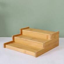 Wooden Extendable Shelf 3Tier Step Jar Tin Spice Storage Rack Cupboard Organiser - A - View 1