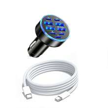 Cargador de coche multifunción con 4 puertos USB + 5 puertos PD, cargador de coche portátil + cable de datos USB-C a Type-C, compatible con 9 puertos para carga rápida y transferencia de datos de alta eficiencia, compatible con iPhone 17/16/15, S26/S25/S24/S23/S22/S21/S20 Ultra Plus, Series - Unitalla - Ver 11