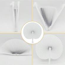 1/10/30/50/80/100 piezas Abanicos de papel redondos blancos para ceremonia de boda - Blanco - Ver 5